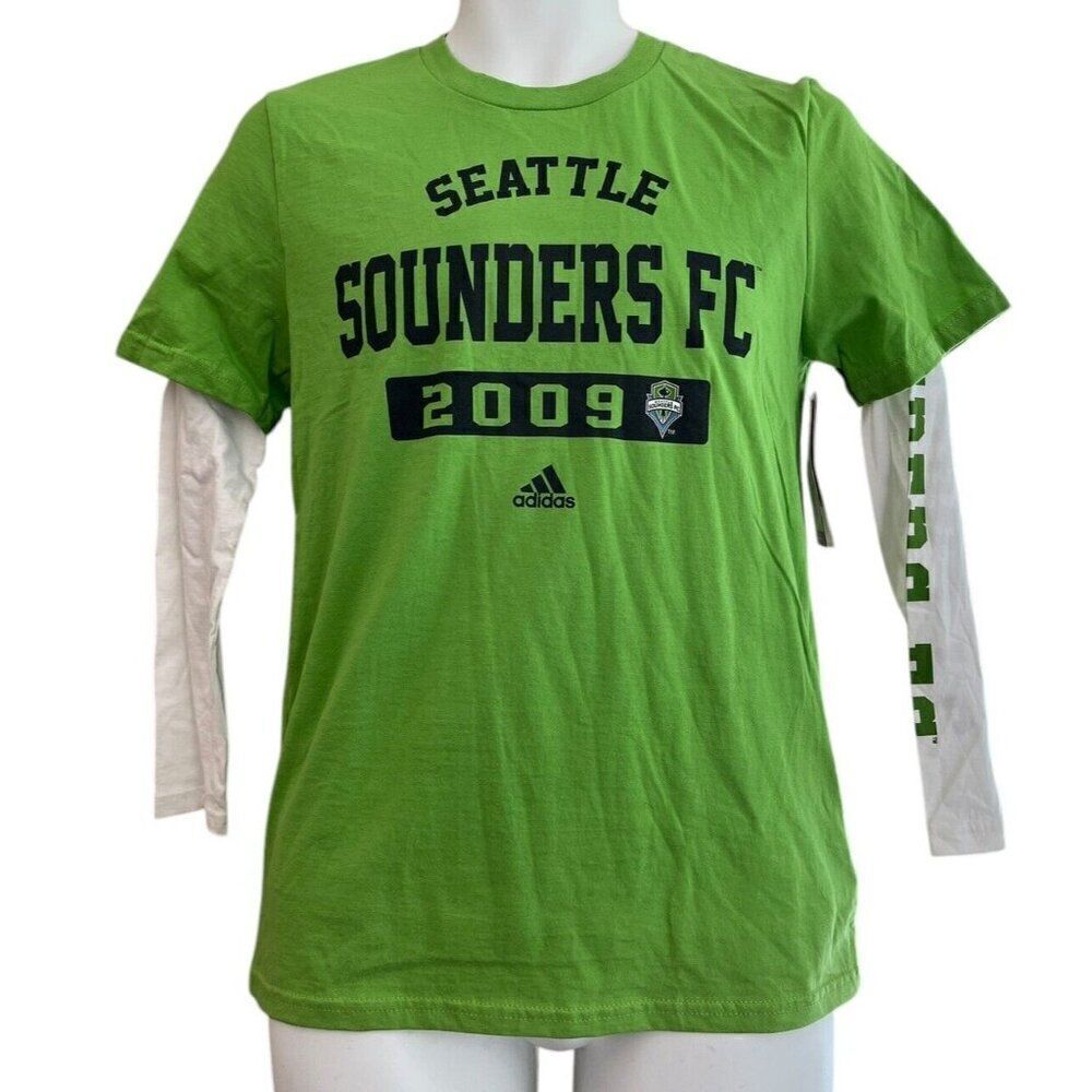 Adidas Youth Medium 10/12 Seattle Sounders FC Logo Double T Shirt Set of 2 NWT